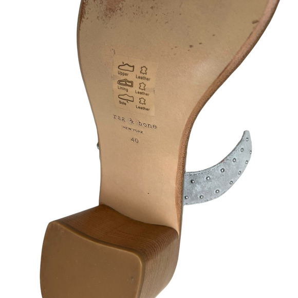 Rag & Bone Womens Mule Sandals Suede Metal Studded Trim Block Heel Gray EUR40 - Picture 8 of 9